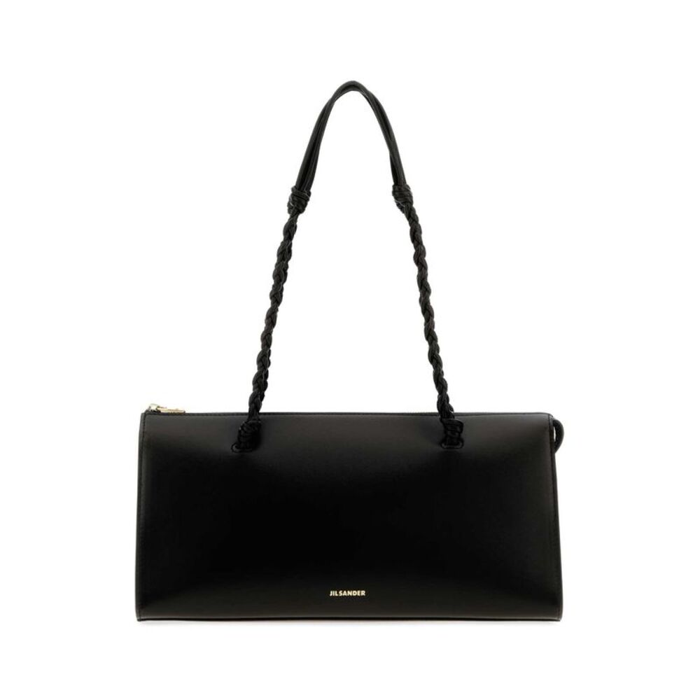 Jil Sander Women Black Leather Tangle Tent Shoulder Bag